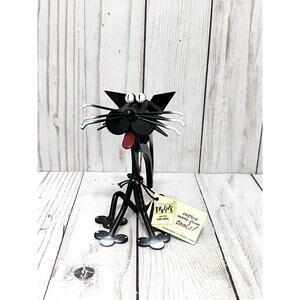 Handmade Toolies Metal Welded Kitty Cat Statue Vintage Whimsical Art Retro
